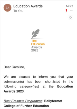 erasmus shortlist confirmation message