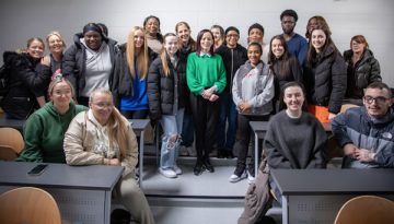 Eileen Flynn with students